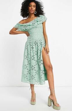asos mint midi dress ASOS DESIGN pleat front long sleeve maxi dress in mint green